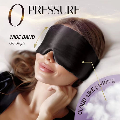 Zero pressure wide band silk sleep mask